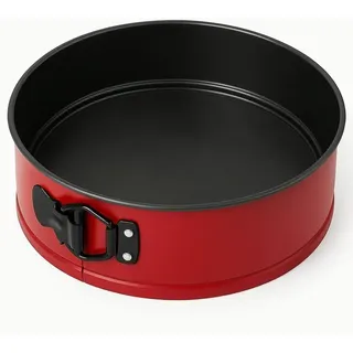 MGE - Springform 20 cm Rot - Runde Kuchenform mit Antihaftbeschichtung und Herausnehmbarem Boden - Hohe Backform für Kuchen, Torten, Käsekuchen und Quiches