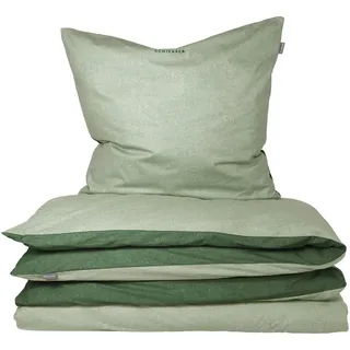 SCHIESSER Wendebettwäsche Doubleface 2-teilig Renforcé 100% Baumwolle, Farbe:Hellgrün-Grün, Größe:135 cm x 200 cm