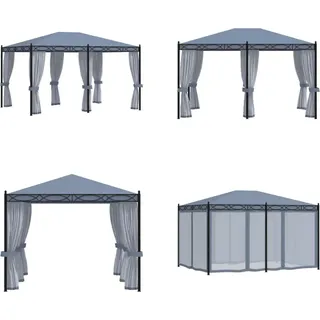 vidaXL Pavillon mit Mückennetze 3x4 m Anthrazit Stahl - Pavillon - Pavillons - Baldachin - Baldachine - Grau