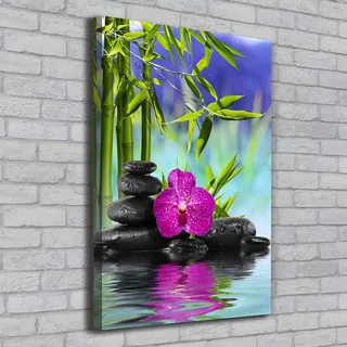 Tulup® Leinwandbild - 70x100cm - Wandkunst - Drucke auf Leinwand - Leinwanddruck - Wohnzimmer Wanddekoration XXL - Wohnung Deko Kunstdrucke - Blumen & Pflanzen - Mehrfarbig - Orchidee und Bambus