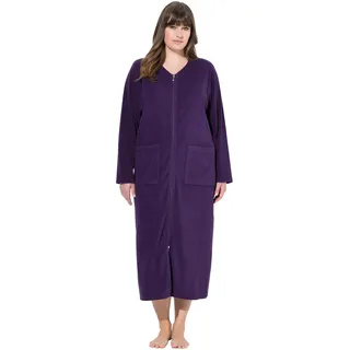 Ulla Popken Damen große Größen Übergrößen Plus Size Bademantel, 2-Wege-Zipper, Frottee, Langarm