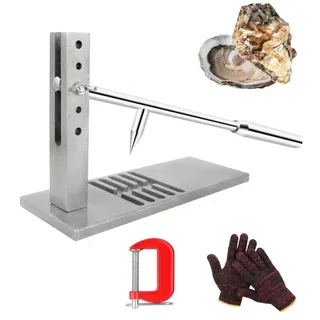 HaTur Oyster Shucker, Profi Austernöffner Set, Edelstahl Verstellbarer Austernöffnungsmesser mit 2 Austernmesser und Handschuh, Meeresfrüchte Werkzeug für Restaurant Hotel Buffets und Häuser