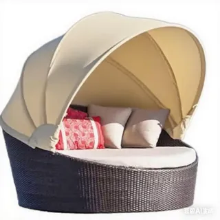 Ersatzdach Für Outdoor-Sonneninsel, Rattan-Tagesbettüberdachung, Obere Abdeckung, Kompatibel Mit Runden Tagesbetten, Für 214 Cm Rattan Sonnenliege