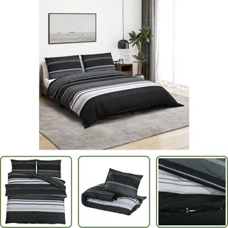 The Living Store Bettwäsche-Set Schwarz und Weiß 200x200 cm Baumwolle