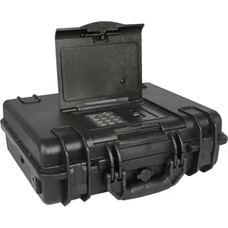 Qisan Waffentresore für Pistolen Tragbare Safe LockBox, Wasserdicht Sicherheitsbox Anti Diebstahl,Safe LockBox mit Schlüsselschloss und digitalem Passwort,Stahldr,mit Kabel