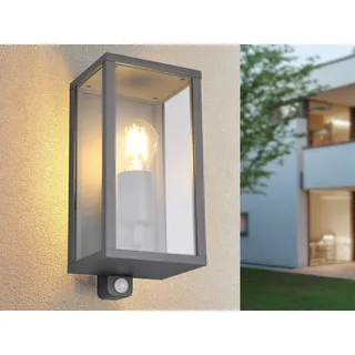 LED Außenwandleuchte mit Bewegungsmelder Fassadenbeleuchtung in Anthrazit H 29cm - Grau
