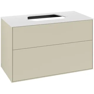 Villeroy & Boch Finion Waschtischunterschrank, 2 Auszüge, Waschbecken mittig, 1000x603x501mm, Glass White Matt, F35100HJ, Farbe: Silk Grey Matt Lacquer