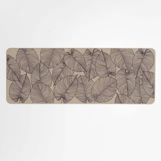 JADE Bodenmatte mit Blätter-Design, natur, 45x120cm, Oberseite Polyester, Unterseite Kautschuk