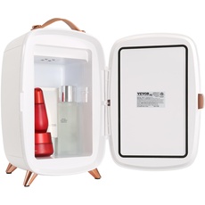 Bild von Mini Kühlschrank 6L Tragbarer Gespiegelter Mini Gefrierschrank, Kühlschrank Klein mit LED-Beleuchtung, 9V DC Minikühlschrank, Kleiner Kühlschrank Weiß, Mini kühlschrank für Büro, Schlafzimmer