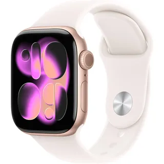 Apple Watch Series 11 GPS 36 mm Aluminiumgehäuse roségold Sportarmband blassrosa S/M