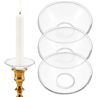 3 Stück Tropfenfänger für Kerzen Glas Kerzenhalter Dekorativer Tropfschutz Kerzenringe für Stabkerzen Kommunion für Hochzeit Wohnzimmer Weihnachten Kerzenständer