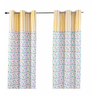 Homescapes Ösenvorhang Bunte Punkte blickdicht 2er-Set, 137/228 cm , Multicolor , Textil , Gepunktet , 137x228 cm , Oeko-Tex® , Heimtextilien, Vorhänge, Fertigvorhänge, Ösenvorhänge