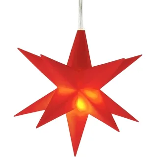 Weihnachtsstern 3D warm weiß Beleuchtet 12 cm mit Timer - rot - LED Deko Leuchtstern Batterie betrieben - Stern Weihnachtsdeko Fensterdeko Weihnachten Advent Winter Deko Dleuchtung