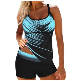 DeaAmyGline Tankini Damen mit Shorts, Tankini Damen Bauchweg Zweiteilig Badeanzug Große Größen Oberweite Gepolstert Drucken Oberteile und Badeshorts Bademode Strandmode Tankinis Badeanzüge Swimsuit