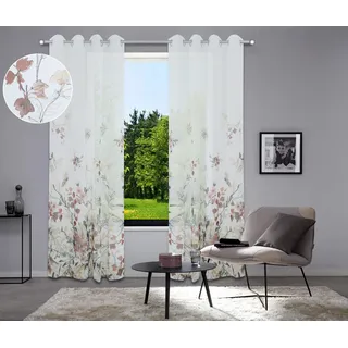 Home Affaire Gardine »Friesach« Ösen 1 Stk. tlg. Blumenmuster, transparent, mit Ösen, Pflegeleicht, gemütlich, bunt
