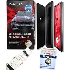 IVALITY Magnetischer Kennzeichen-Halter - Rahmenlose Nummernschild-Halterung für 1X Alu-Kennzeichen - Wechselkennzeichen Österreich - Magnet Auto-Zubehör