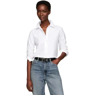 Tommy Hilfiger Damen Hemd Oxford Cotton Regular Shirt aus Baumwolle, Weiß (Th Optic White), 38