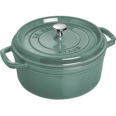 Staub Cocotte 28 cm, rund, Eucalyptus, Gusseisen 6.7l, Pfanne + Kochtopf, Grün