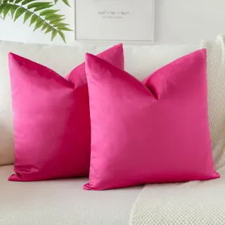 JOTOM Samt Kissenbezug Kissenhülle Sofakissen Dekokissen Kissenbezüge für Sofa Wohnzimmer Schlafzimmer 2er Set 50x50 cm Rosa Rot