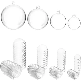 QWORK® 40 Stüc Kunststoffkugel Transparent,Ø3 cm,Ø4 cm, Ø5 cm, Ø6 cm Weihnachtskugeln, Plastikkugeln Zum Befüllen