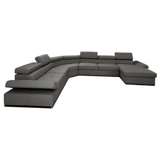 XXL Wohnlandschaft Sofa Couch Polster Design Eck Garnitur Sofas 100% ITALY LEDER - Beige