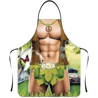 PYRUVAE Muskelmann Grillschürze für Männer Kochschürze Küchenschürze Lustige Schürze Wasserdichte für Herren Damen Geschenk für Party Costume Grill (3)