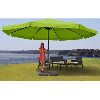 Sonnenschirm Meran Pro, Gastronomie Marktschirm mit Volant Ø 5m Polyester/Alu 28kg grün mit Ständer - Grün