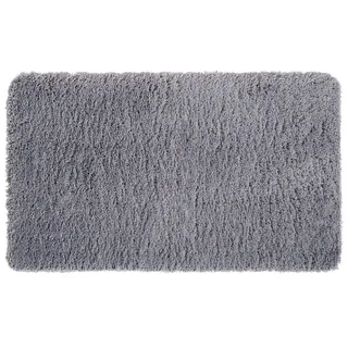 PANA® Hochflor Badematte (50x80 cm) • Weicher Badteppich aus Mikrofasern • rutschfest & waschbar • Badvorleger, Duschvorleger, Badematte, Badezimmerteppich • Farbe: Grau