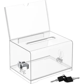Spardose mit schlüssel,spendenbox abschließbar,spendenbox,Vielseitige Visitenkarten-Sammelbox(16 × 10 × 12 cm) für anonyme Abstimmungen,Geld sparen-Weiß