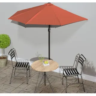 The Living Store Balkon-Sonnenschirm Alu-Mast Terrakotta 270x144x222cm Halbrund - Braun