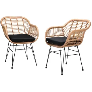 CASARIA Gartenstuhl 56 x 59 x 83 cm natur/schwarz 2 St.