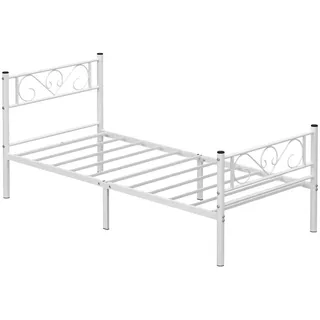 Boxxx Metallbett , Weiß , Metall , 90x190 cm , Schlafzimmer, Betten, Einzelbetten