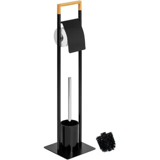 bremermann Stand-Wc-Garnitur, schwarz , Schwarz , Metall , 19x64x19 cm , Badezimmer, WC Ausstattung, WC-Bürsten