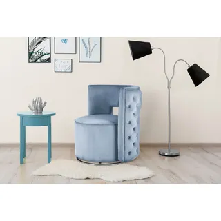 Kayoom Sessel "Drehsessel Beverly 125, drehbar, Gestell aus Eisen,samtige Oberfläch", blau (hellblau), B:74cm H:77,5cm T:66,5cm, Bezug:Polyester (Samt) Korpus:MDF, Sperrholz Gestell:Eisen;Bezug:Polyester (Samt) Korpus:MDF, Sperrholz Gestell:Eisen, Sessel, 