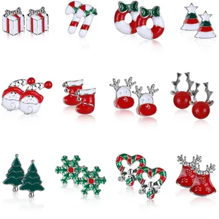 Naler 12 Paar Oherstecker Weihnachtеn Schmuck für Adventskalender