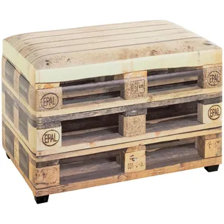 Truhenbank , Dunkelbraun, Hellbraun , Textil, Holzwerkstoff , Holzoptik , 58x42x39 cm , Kleinmöbel, Truhen, Truhenbänke