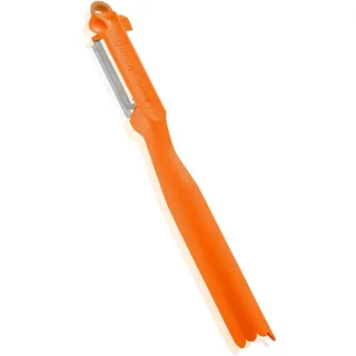 Börner Kombischäler • Universalschäler mit rostfreier Edelstahl-Klinge • Sparschäler für Gemüse & Obst • Gemüseschäler für schälen, ausstechen & garnieren • Schäler (Orange)