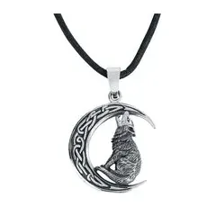 etNox  Howling Wolf in Moon  Halskette  schwarz/silberfarben