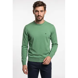 Strickpullover FYNCH-HATTON, Herren, Gr. S, grün (turf grün), Strick, Obermaterial: 100% Baumwolle, unifarben, regular fit hüftbedeckend, Rundhals, Bündchen, Pullover Strickpullover, mit Stickerei auf der Brust