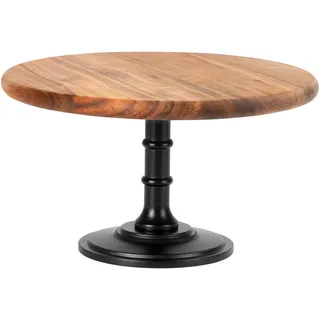 E-ROOM TREND Etagere Tortenständer/Cupcake Ständer aus Holz 1 Etagen | Mittel | Dessertständer aus Holz mit Eichensockel | Serviertablett | für Geburtstagsparty Nachmittagstee Babyparty (MDP01OM)