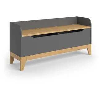 VitaliSpa Spielzeugtruhe Malia, Grau/Eiche, 107.2 x 50 cm mit Sitzbank