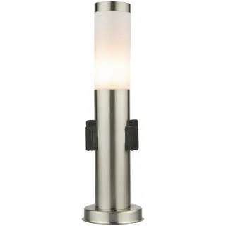 Globo Wegeleuchte , Opal, Edelstahlfarben , Metall, Kunststoff , 45 cm , integrierte Steckdose , Lampen & Leuchten, Außenbeleuchtung, Außenleuchten