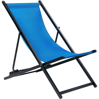Beliani Liegestuhl 0 x 0 x 0 cm blau/schwarz klappbar