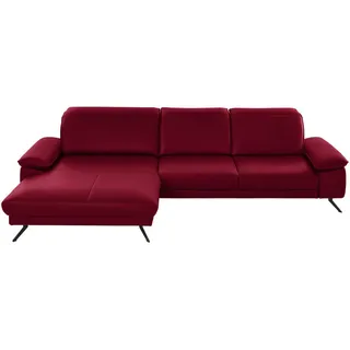 Dieter Knoll Ecksofa , Rot , Leder , Echtleder , Longlife-Leder, Semi-Anilinleder , Uni , Ottomane links, L-Form , 328x193 cm , Goldenes M , Fußauswahl, Lederauswahl, planbar, seitenverkehrt erhältlich, Hocker erhältlich, Rückenfutter, individuell planbar , Wohnzimmer, Sofas & Couches, Wohnlandschaften, Ecksofas