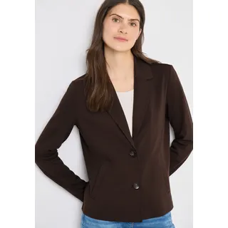 Sweatblazer CECIL, Damen, Gr. XL (44), macchiato braun, Web, Obermaterial: 66% Viskose, 30% Polyester, 4% Elasthan, unifarben, lässig geschnitten hüftbedeckend, tiefer V-Ausschnitt, Blazer Sweatblazer, mit Knopfverschluss und Viskose