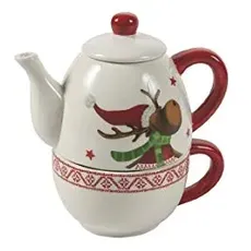 Galileo Casa Rentier Tea for One, weiß/rot, Tasse: Ø 10 x H 6 cm