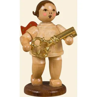 Engel mit Schlüssel mit Krone / natur Höhe 6,5cm NEU Holzengel Weihnachtsengel