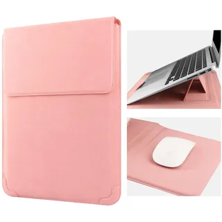HoYiXi 14 Zoll Laptop Hülle PU Leder Tasche Kompatibel mit New MacBook Pro 14 2021/ASUS Vivobook 14/HP Pavilion X360/Lenovo IdeaPad 14/Dell Lenovo HP ASUS Acer Huawei Matebook 14'' PC, Rosa