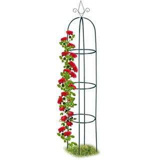 Relaxdays, dunkelgrün Rankhilfe, rund, freistehend, Rosen, Tomaten, Wein, Garten, wetterfest, XL Rankobelisk, H: 200 cm, Dome, 10026251, Rankhilfe Dome