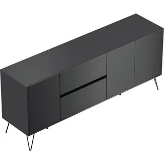 Posseik Sideboard Industrial I 2 Schubladen 3 Türen 180 cm Grafit